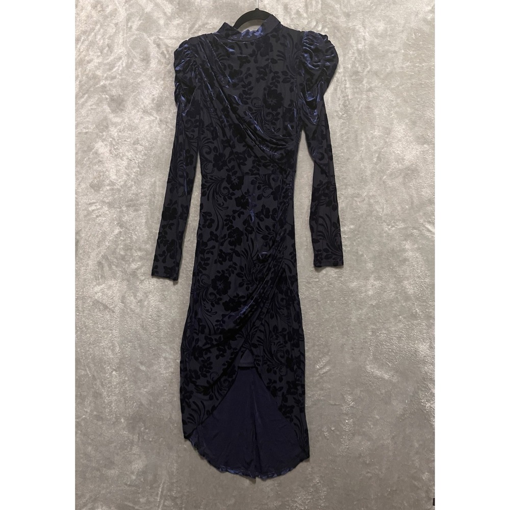 VICI Small Velvet Burnout Hi Low Asymmetrical Fairy Midi Dress Whimsigoth Blue